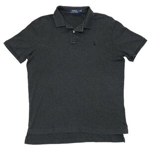 Polo Ralph Lauren Charcoal Gray With Black Small Pony Polo Shirt Mens Size Large